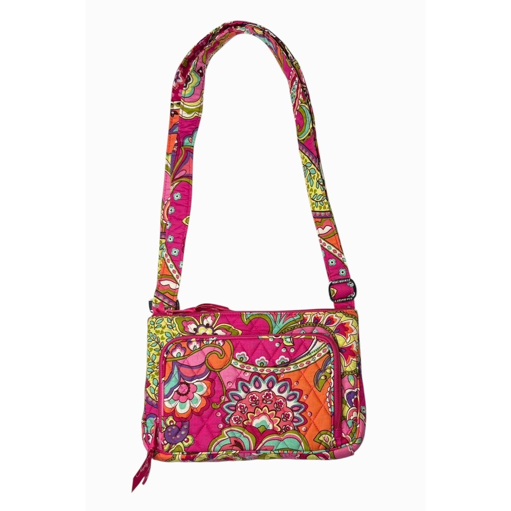 Vera Bradley Quilted "Pink Swirls" Hipster Crossbody Handbag Paisley Bright